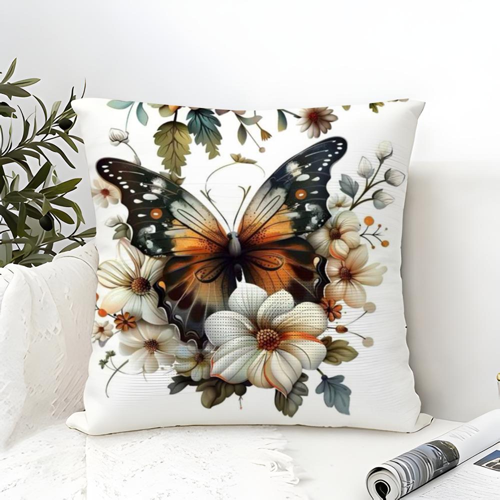 Beautiful Colorful Butterfly Decorative Prints Pillow Case Linen Pillow Case Sofa Home Decor Cushion Cover Cushion Cove