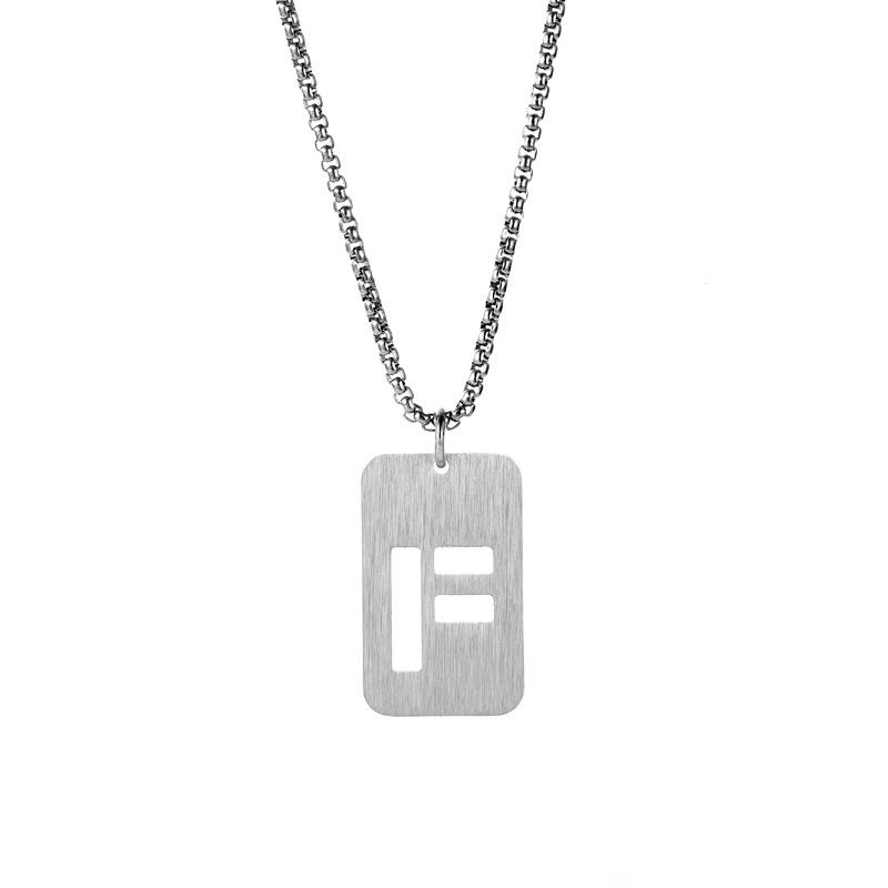 English Letter Military Brand Necklace, Hollow Titanium Steel Pendant, Versatile Decoration, Trendy Stacking Wear