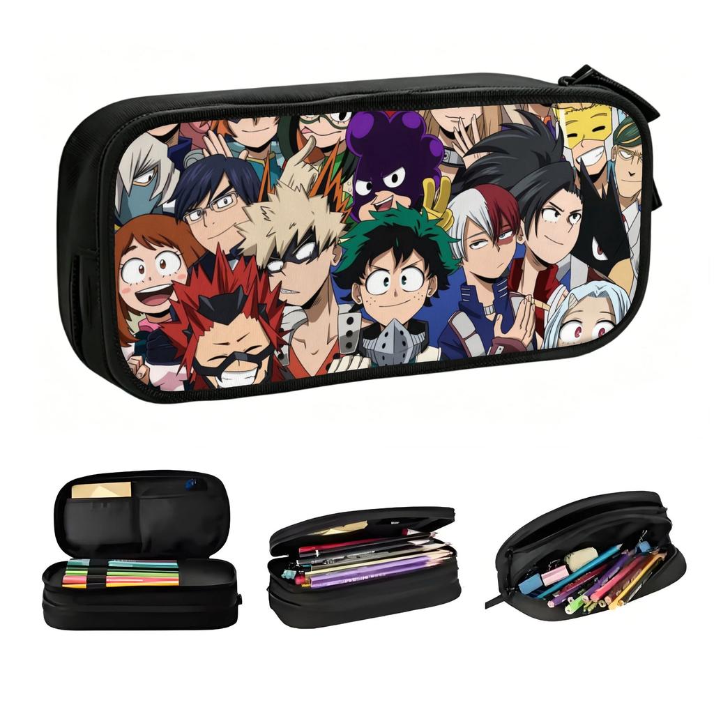 Kawaii Anime My Hero Academias Japan Manga Pencil Case for Girls Boys Large Capacity Pencil Box School Supplies