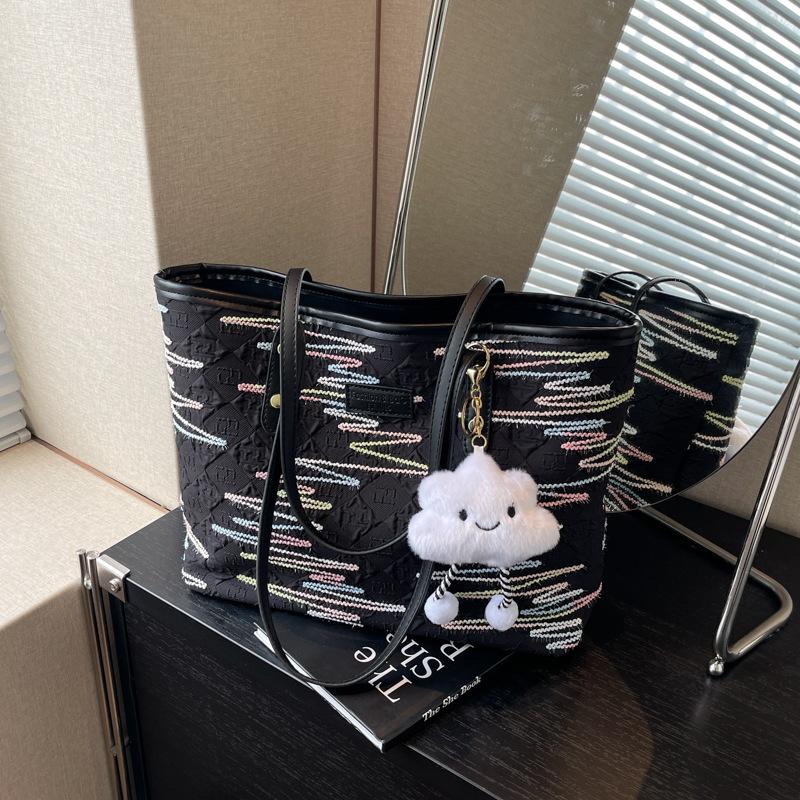 

Портативная сумка большой вместимости 2025 новая контрастная цветная повседневная полосатая универсальная высококлассная сумка через плечо простая сумка-тоут 36*10*26