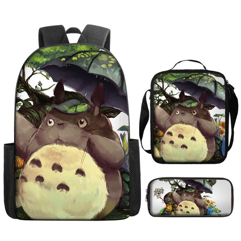 Hayao Miyazaki Chinchilla Schoolbag Cartoon Animation Backpack Children'S Backpack Satchel Pencil Case Digital Printing Computer Bag