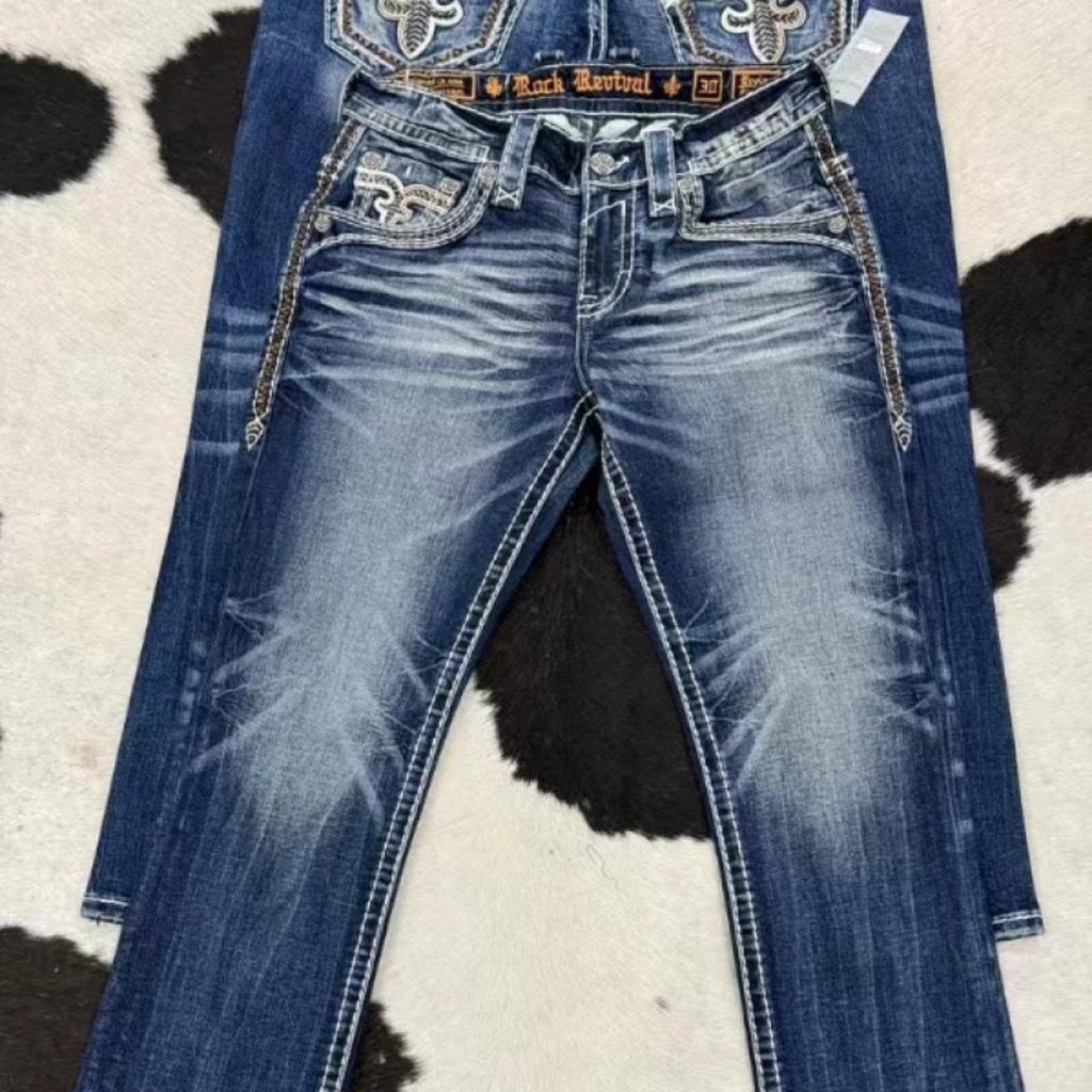 FlowStreet Y2K New Revival Mens Jeans Foliage Bootcut Women Gothic Blue Denim Embroidery Pocket Hip Hop Harajuku Wide Pants Street Wear