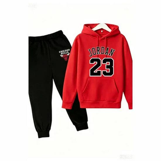 Set Felpa con Cappuccio e Pantaloni Tuta da Basket '23 Unisex per Bambini - Stile Euro-Americano
