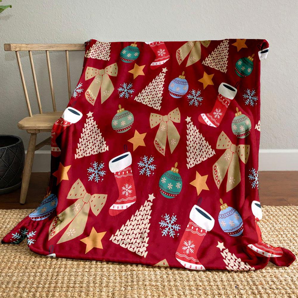 Festive Christmas Pattern Print Blanket Soft and Cozy Perfect for the Living Room Bed Sofa or a Nap,gift