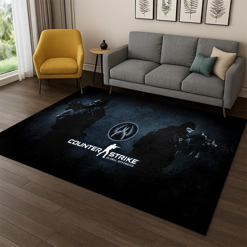 Counter Strike CS GO Game Gamer Carpet Rug for Bedroom Living Room Sofa Playroom Doormat Home Decor,Kid Play Area Rug Non-slip