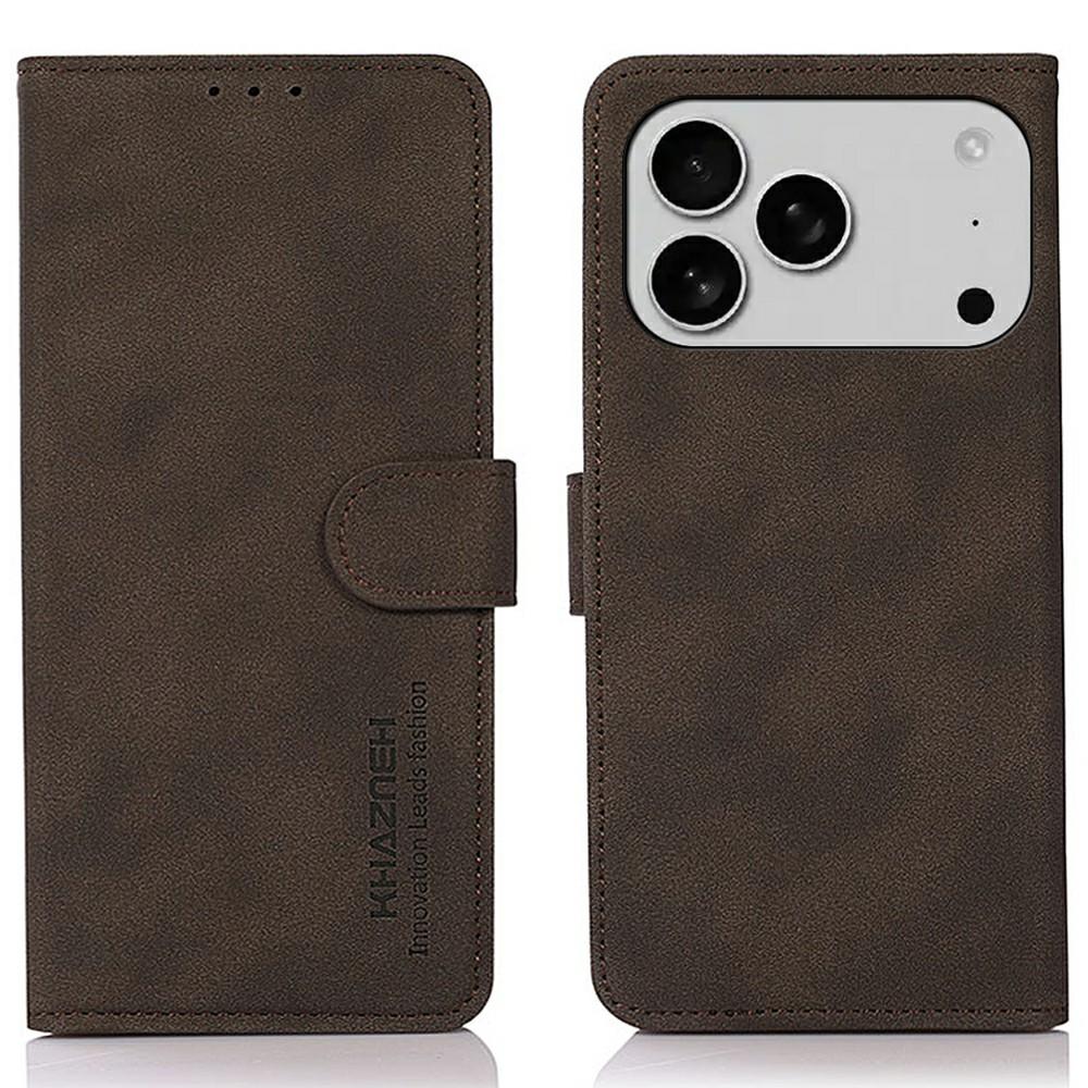 

KHAZNEH For iPhone 17 Pro Max Case PU Leather Wallet Stand Phone Cover Brown