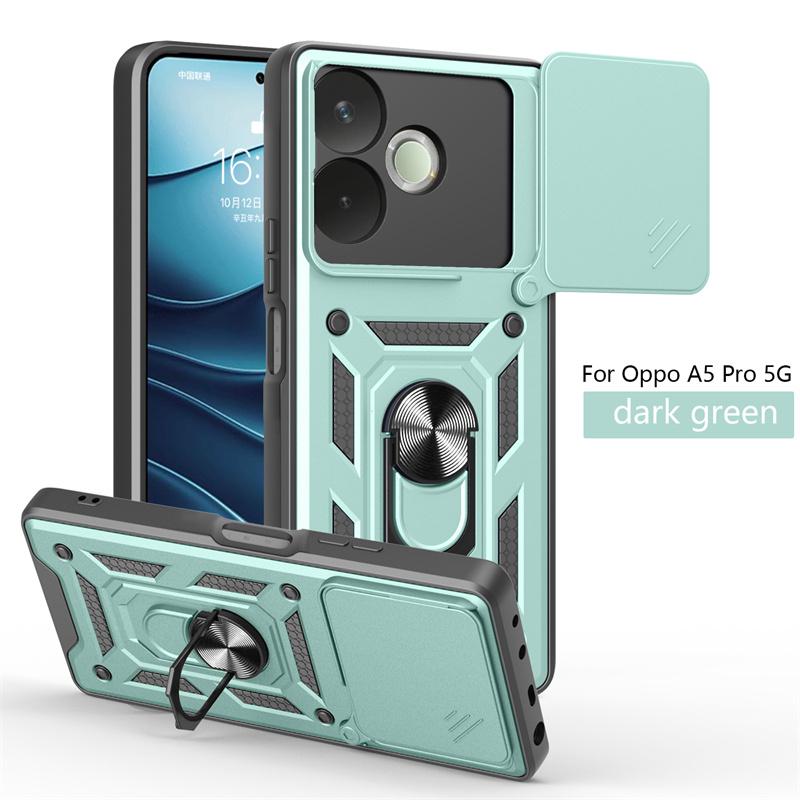 Funda For OPPO A5 Pro 5G Case Shockproof Armor Slide Lens Protector Phone Case For OPPOA5 Pro A5Pro 5G Magnetic Ring Stand Cover