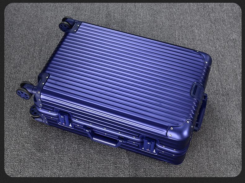 Aluminum-Magnesium Alloy Trolley Case with Universal Wheels, 24" Carry-On for Student Travel & Men's Business, with Combination Lock.