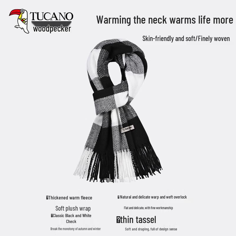 Woodpecker Unisex Autumn Winter Plaid Scarf