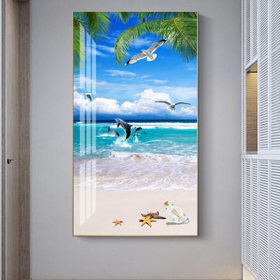Zeegezicht HD Foto's Canvas Schilderij Strand Zeegezicht Palmboom Posters Prints Meeuw Muurkunst voor Veranda Woonkamer Decor