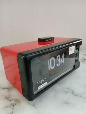 Vintage SEIKO DP690T 70s Red Flip Alarm Clock Retro Japan Tested working