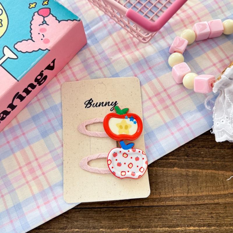 2Pcs/Set Resin Doodle BB Clips Funny Cute Fruit Hair Clips for Kids Non-Damage Gentle Hair Accessories for Girls Toddler Headwear Hair Accessories
