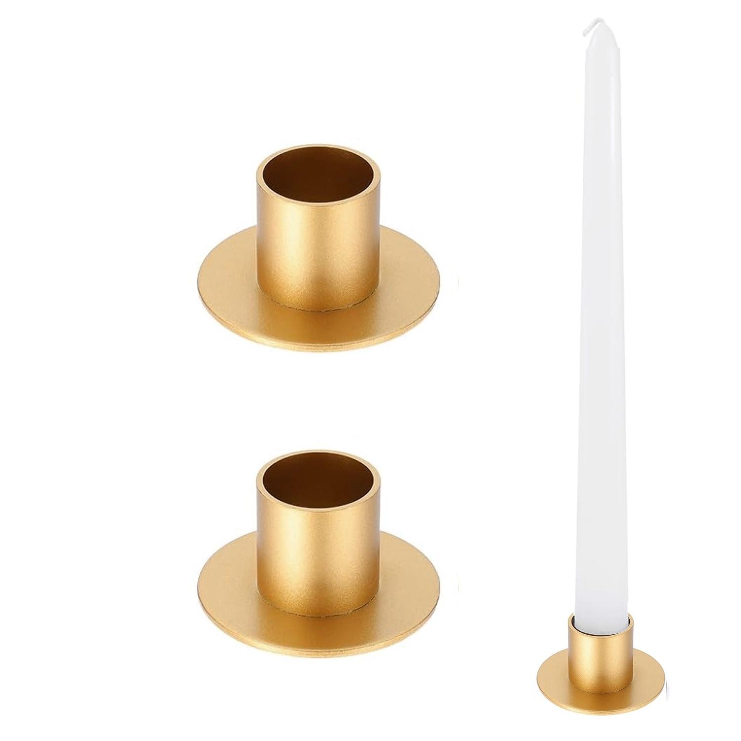 

Set of 2/6 Taper Candle Holders, Matte Metal Candlestick Holders Bulk, Table Centerpiece, Black / Gold Pack of 2
