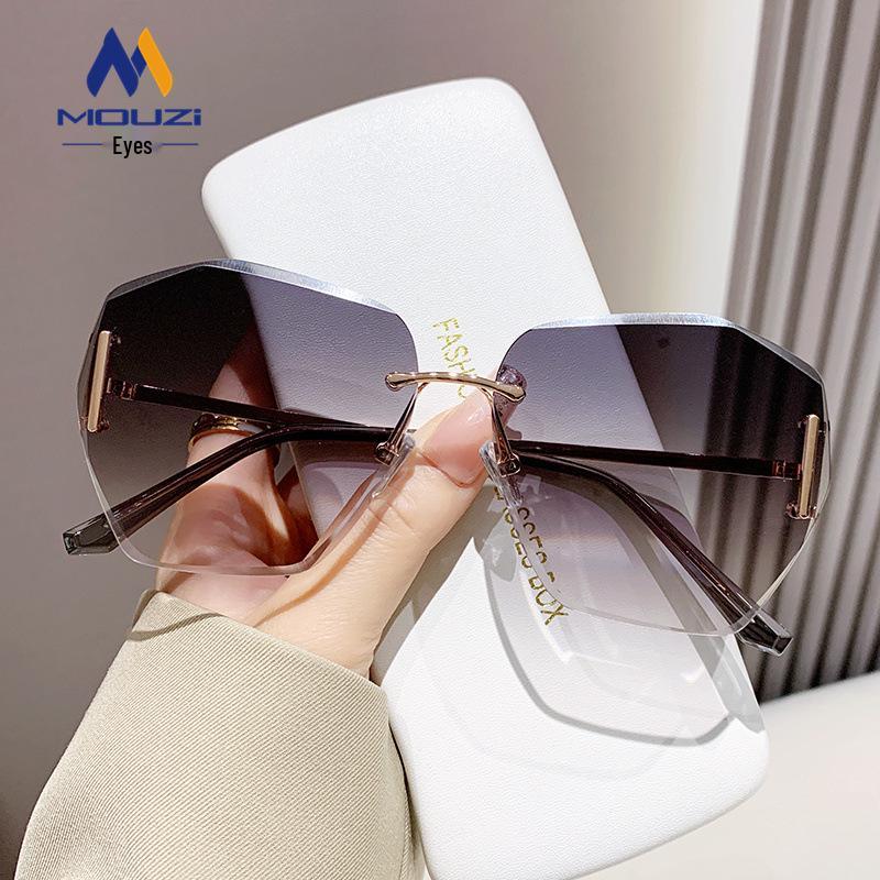 

Новые женские солнцезащитные очки без оправы - Высококлассная защита от УФ-лучей, Модный дизайн, стройнящий круглое лицо