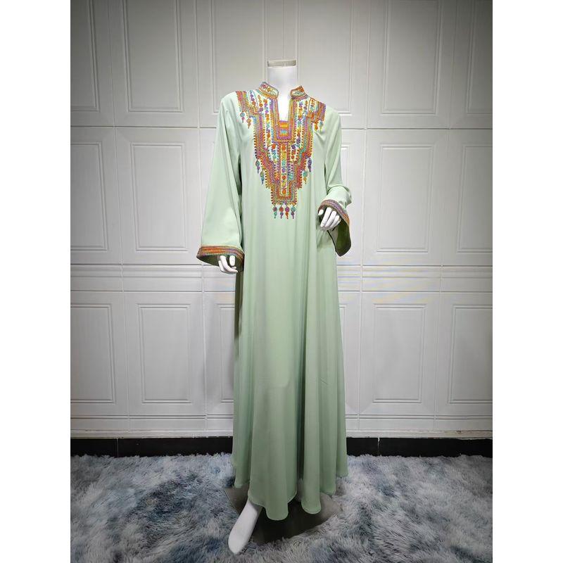 Middle East Arab Women clothes Turkey Elegant Rope Embroidered Robe Dress Rope Embroidered Dress
