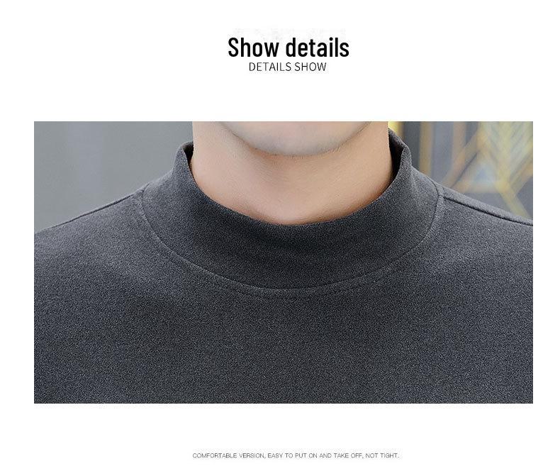 Men's Reversible Thermal Underwear Set with Half-High Collar and Seamless Velvet Fabric for Fall/Winter