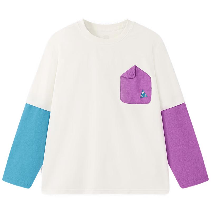 MQD Boys  Asymmetric Color Block Faux Two-Piece Long-Sleeve T-Shirt 140