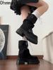 Vintage Platform Thick Bottom Women Ankle Boots Fashion Belt Buckle Autumn Winter Female Slip On Short Booties