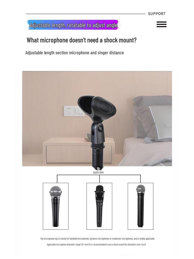 Adjustable Microphone Stand with Round Base for Stage and KTV Performances