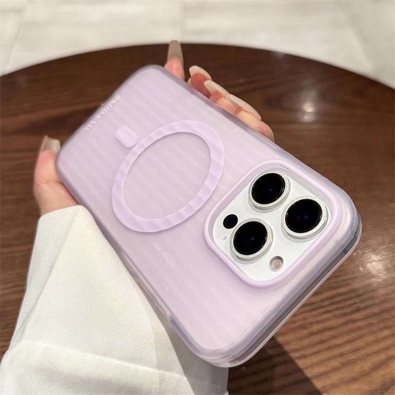 Applicable To IPhone 16 Corrugated Magnetic Suction Mobile Phone Case Matte Apple 15 ProMax Suitcase Full Cover 14 Protective Case