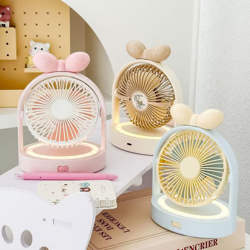 LINGPAN Mini Desktop Fan with Warm LED Light