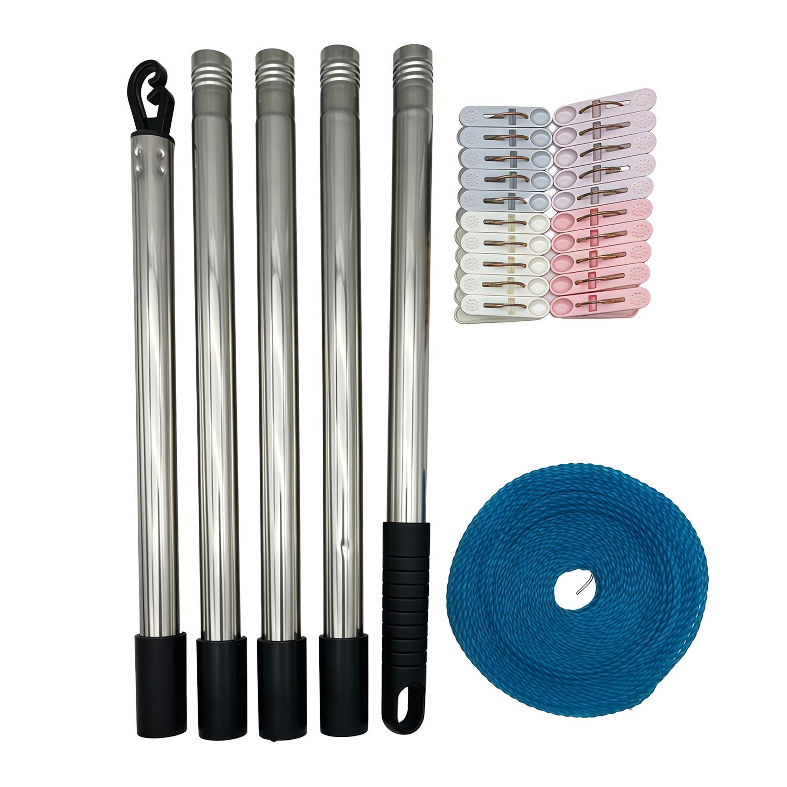 

Stainless Steel Clothes Drying Rod Strong Load-Bearing Capacity Telescopic Clothesline Stick Non-Slip for Closet Accessories