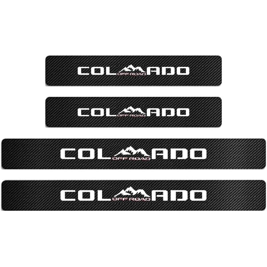 MAXMILO 4Pcs Car Door Sill Protector Reflective 4D Carbon Fiber Leather Sticker Decoration Door Entry Guard Accessories Compatible with Colo4x4rado
