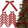 Velvet Red Bows 12X Christmas Velvet Bows Portable Velvet Christmas Tree Bows for Tree Front Door Fireplace Stairs and Garland