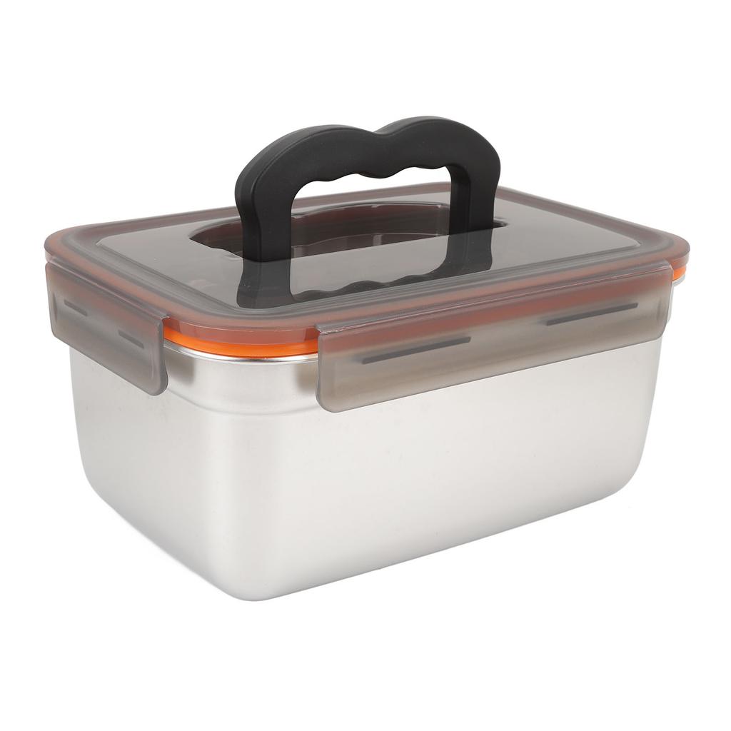 304 Stainless Steel Food Storage Container Metal Sealed Lunch Box with Handle for Home Refrigerator