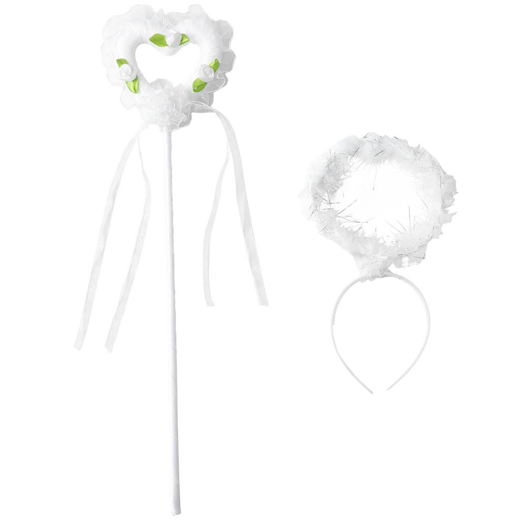 Dívčí Andělský Cosplay Kostým Set Andělské Šaty Peří Křídla Čelenka Pohádkové Hůlky Halloweenská Párty Vystoupení