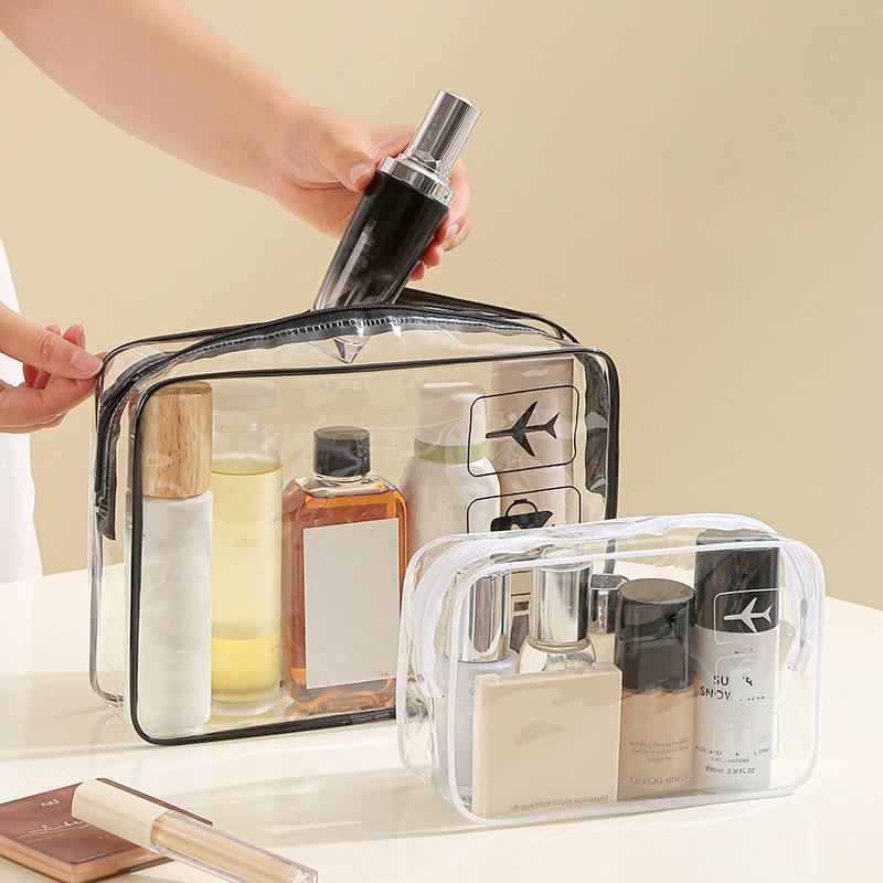 Clear Toiletry Bag Durable PVC Travel Makeup Cosmetic Organizer With Zipper Closure Travel Accessorie