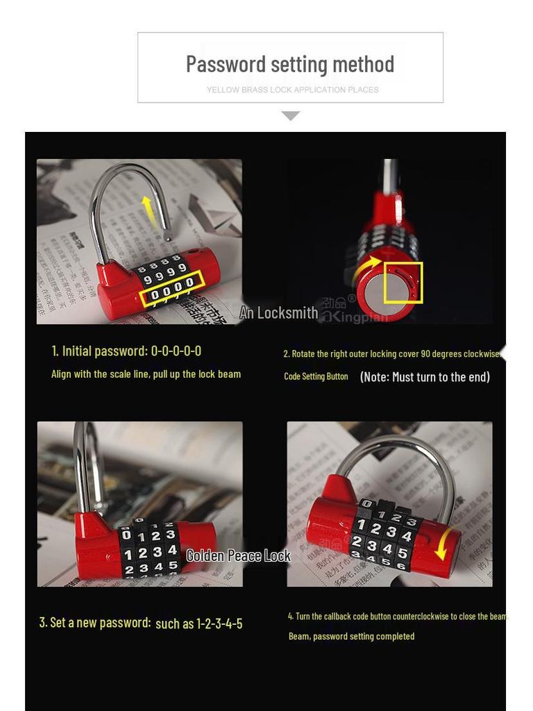 Large 5-Digit Horizontal Character Gym Locker Combination Padlock