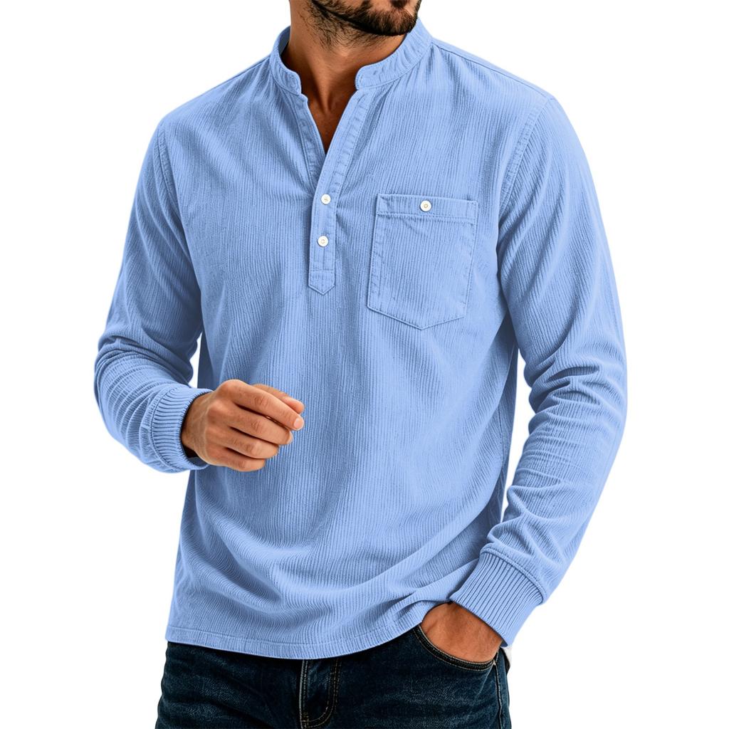 Top casual da uomo a tinta unita, vestibilità larga, con tasche
