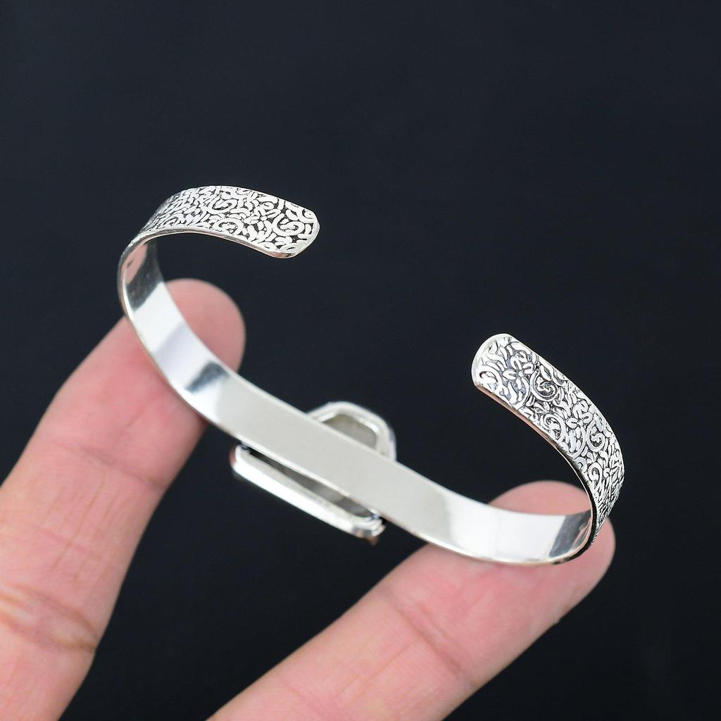 925 Sterling Silver Trillion Natural Aqua Nevada Agate Handmade Bangle Bracelet