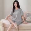 Pajamas women's 1011 new summer pure cotton fake two pieces women's short-sleeved shorts homewear summer