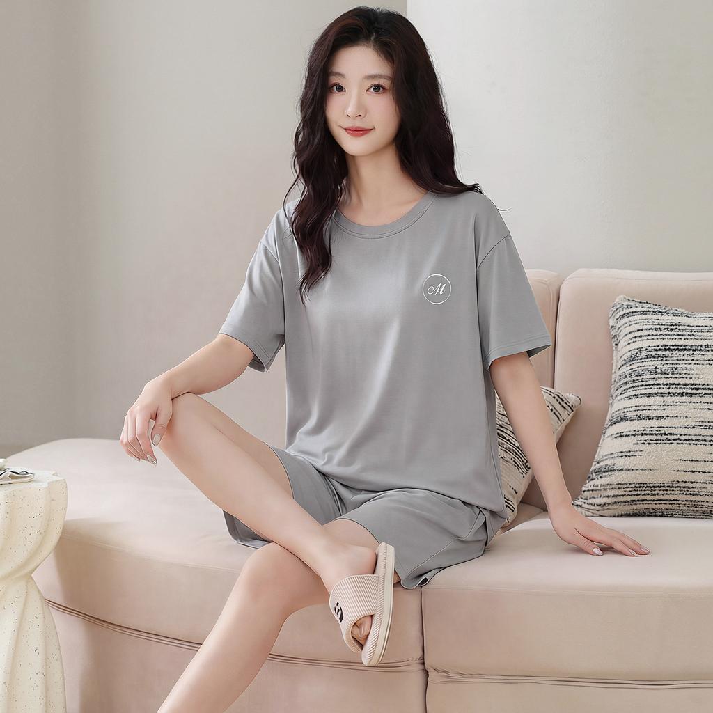 Pajamas women's 1011 new summer pure cotton fake two pieces women's short-sleeved shorts homewear summer