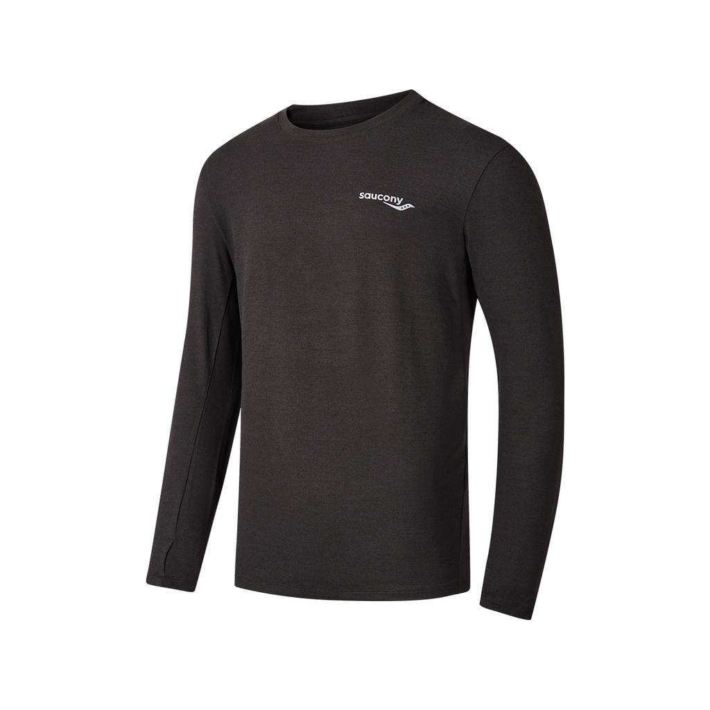 Saucony Running Training Series Casual Sports Solid Color Logo Comfortable Crew Neck Long Sleeve T-Shirt Men Tops Earth SA2259LT01T-CO021