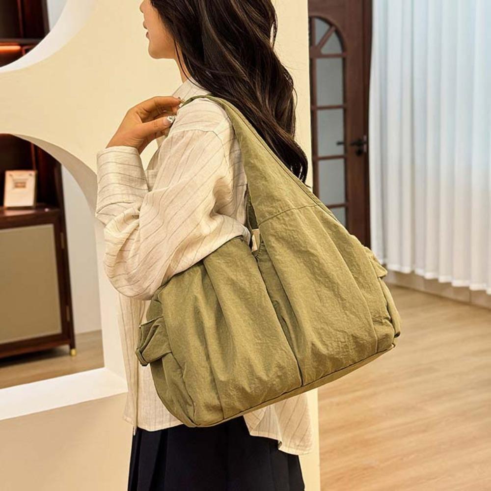 Casual Large Capacity Tote Bag Double Zipper Design Versatile Commuting Handbag  Travel