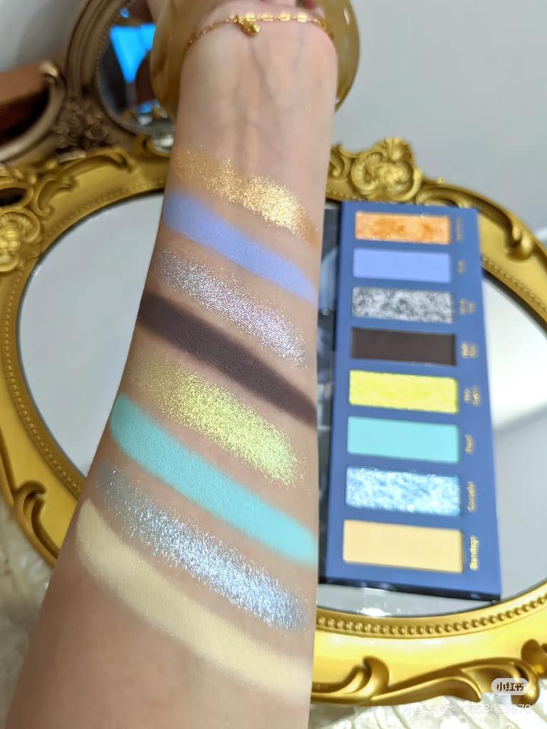 NARIMI 12 Colors Smoked Eyeshadow Palette Chameleon Blue Green Pearlescent Glitter Eye Shadow Plate Diamond Highlight Makeup