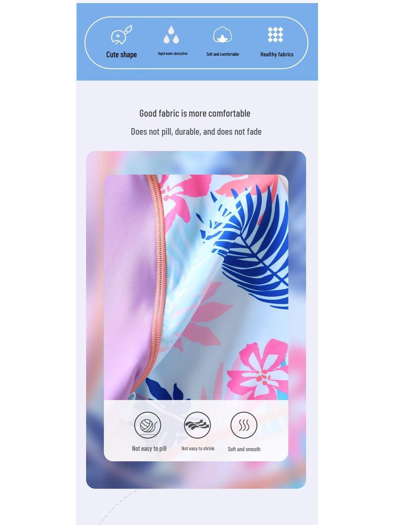 Girls' Plus Size Quick-Dry Swimsuit - XL Split Design with Sunscreen Protection