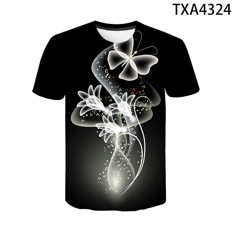 3D Print Butterfly T Shirt Men Women Children Summer Short Sleeve Flower T-shirt Streetwear Tee Insect Cool Boy Girl Casual Tops