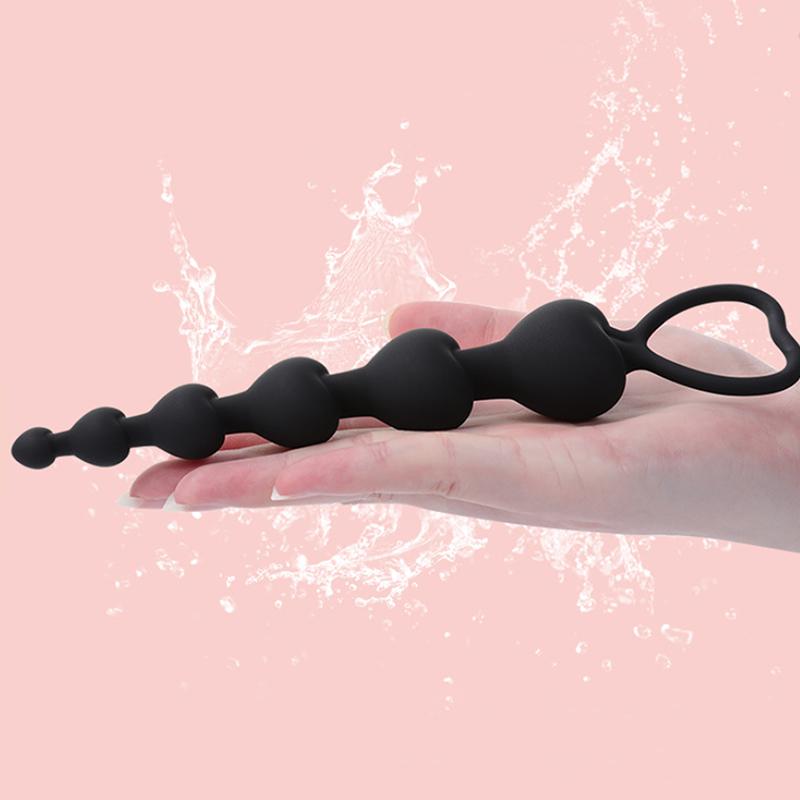 Soft Silicone Heart Beads Anal Plug Big Balls G-Spot Stimulating Butt Plug for Couples Adult Sexy Anal Masturbator Anus Toys