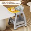 Chaise Haute pour Enfants avec 3 Assiettes Repas Interchangeables en PP, Harnais 5 Points, Roues Bloquables et Plateau Amovible - Pour 6 Mois à 3 Ans