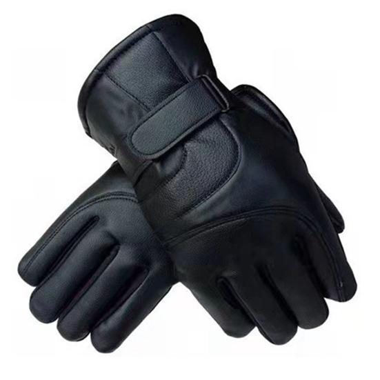1 Pair Faux Leather Cycling Gloves Men Women Anti-slip Touchscreen Fleece Lined Gloves Winter Outdoor Cold Weather Wind-proof Warm Thick Thermal