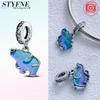 Copperoriginal Lucky Symbol Gradient Blue Glass Big Lucky Elephant Charm For Diy Women'S Bracelet Jewelry Gift