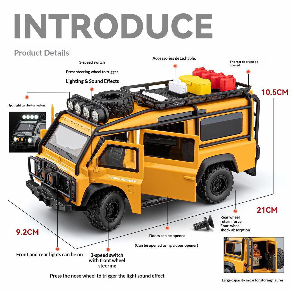 1:24 Scale VAN Off-road Vehicle Model Outdoor Camping Vehicle Toy Children's Holiday Gift Halloween Christmas Gift