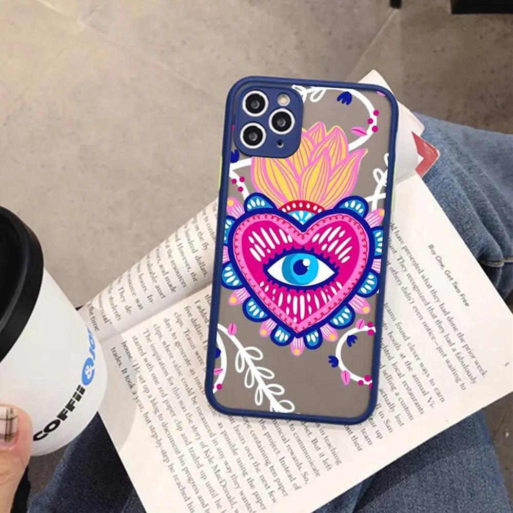 Funny Turkish Lucky Blue Evil Eye Phone Case for IPhone X XR XS 7 8 Plus 11 12 13 14 15 Pro MAX Mini Shockproof Matte Hard Cover