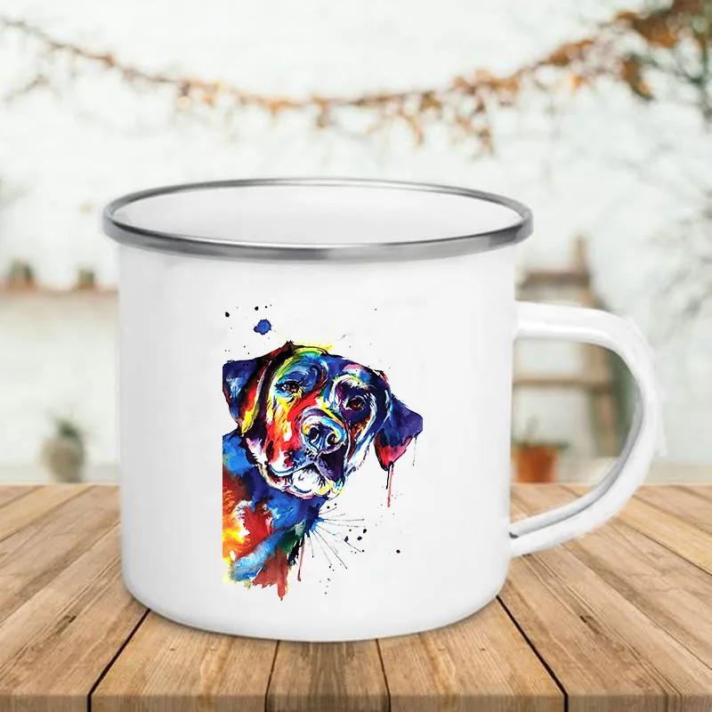 Unusual Anime Beer Funny Mug Cute Mugs Coffee Cups Watercolor Dog Enamel Mug Drinkware Original Coffee Cup Cup for Tea Travel