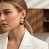 Women Geometric Statement Earrings Irregular Red Beads Ethnic Vintage  for Gift Casual Party Dress AccessoryHot Sale