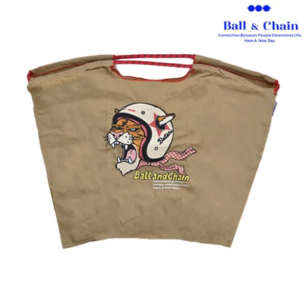 Ball and Chain Large Size HELMETTO TIGER Helmet Tiger Shopping Bag Eco Bag 301149 [Ball & Chain] (BEIGE, L)